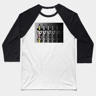 Angry Pencil Fade Out Greyscale Baseball T-Shirt